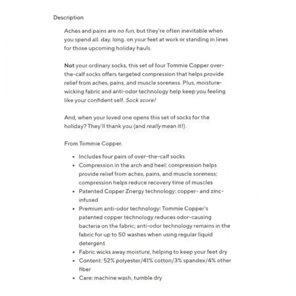 NEW Tommie Copper Nanoglide 4 pair Compression Over the Calf Recovery Socks - Picture 6 of 6